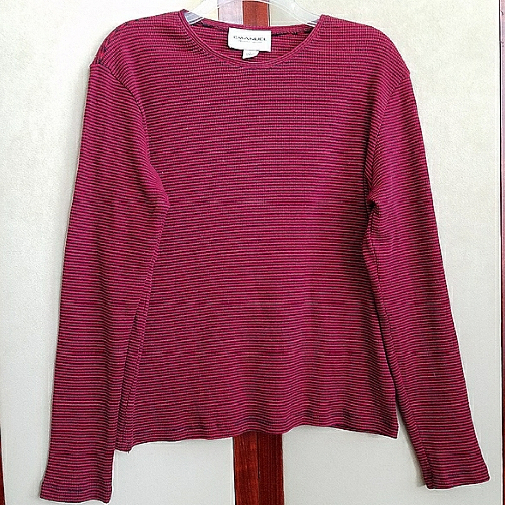 Emanuel Red Black Stripe Top L
